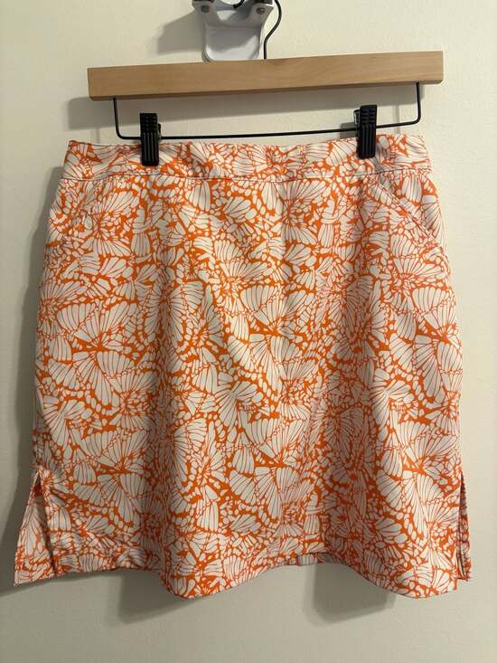 Coral Bay Golf Pants - Coral Bay Golf Women's Orange and White Butterfly Floral Print Skort Size 8